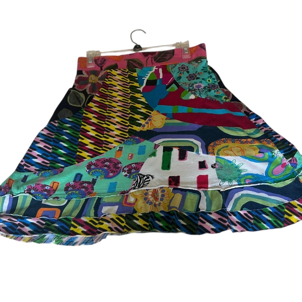 Desigual Blue and Yellow A-Line Mini Skirt